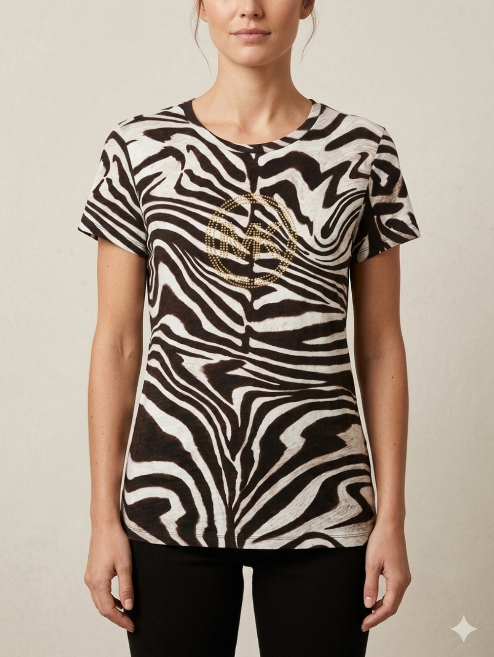 Michael KORS sz L Jeweled Animal print T-shirt Cotton
